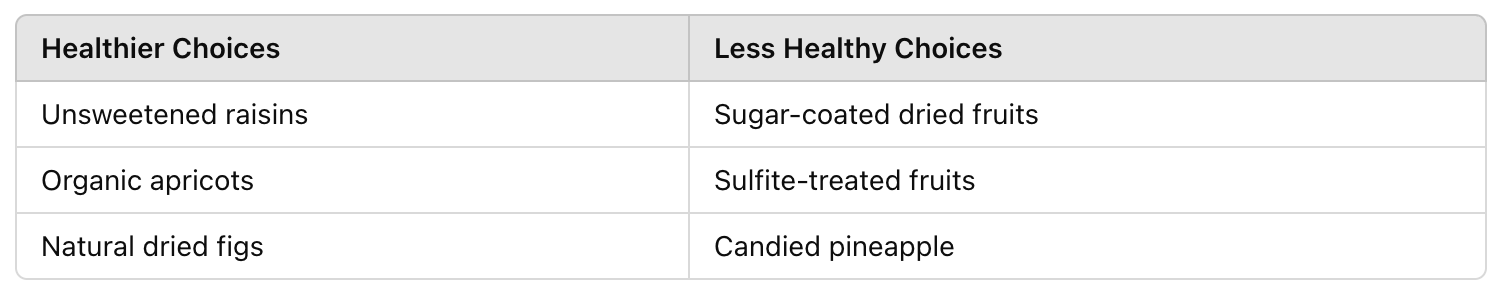 table of Is Dried Fruit Healthy? Let’s Break It Down 